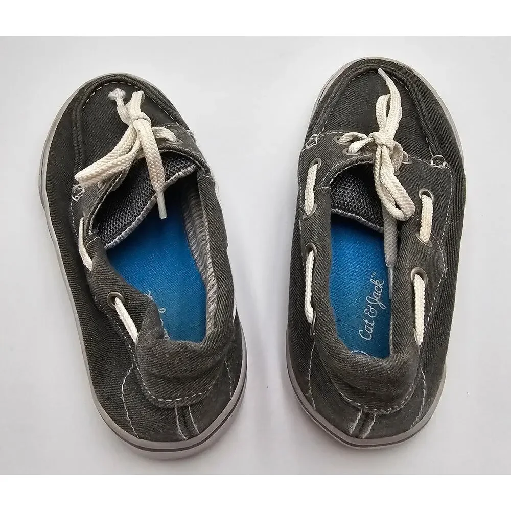 Cat and Jack Boy's Size 1 Gray Boat Shoes